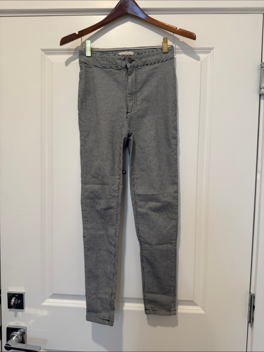 Free People High-Waist Slim Pinstripe Pants - Gray/Black